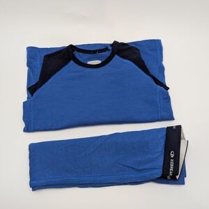 Icebreaker Lightweight Blue Merino Wool Top And Pants Set